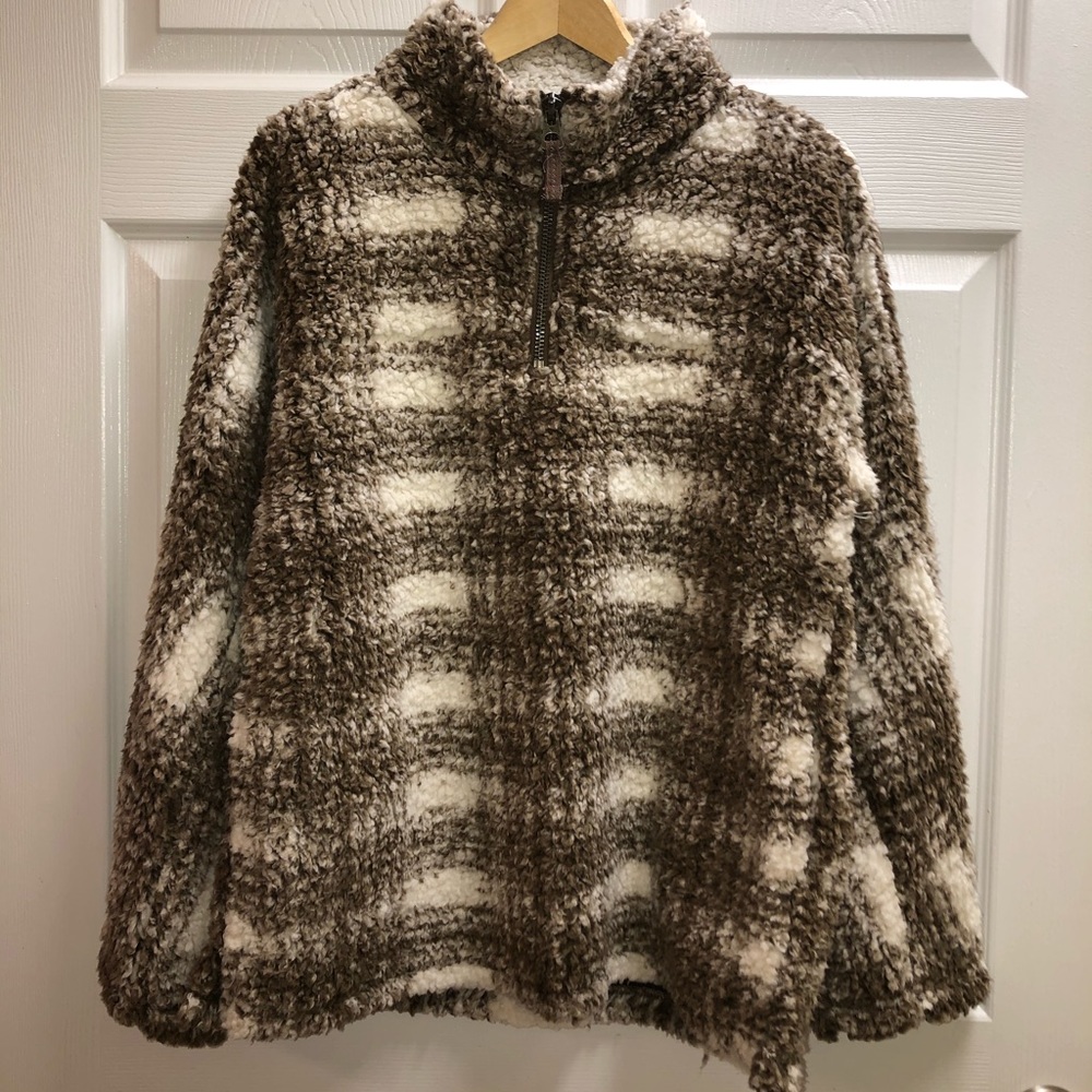Dylan sherpa zip up pullover medium